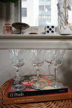 Load image into Gallery viewer, Vintage Etched Floral Stemmed Cocktail Glasses Set of 6
