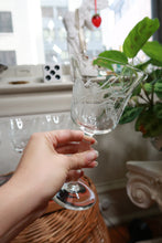 Load image into Gallery viewer, Vintage Etched Floral Stemmed Cocktail Glasses Set of 6
