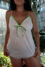 Load image into Gallery viewer, Vintage 2000s White &amp; Green Trim Cami Top
