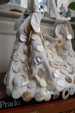 Load image into Gallery viewer, Vintage Y2K Cream Satin Beaded Mother of Pearl Shell Shoulder Bag Purse
