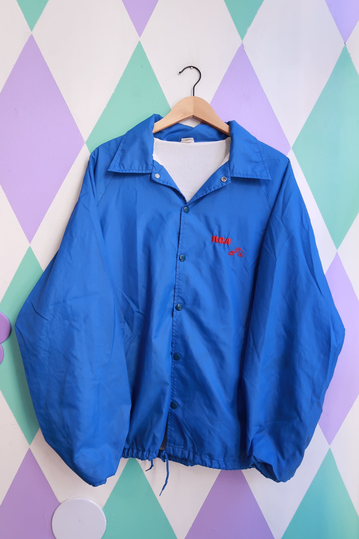 Vintage RCA USA Embroidered Blue WIndbreaker Jacket