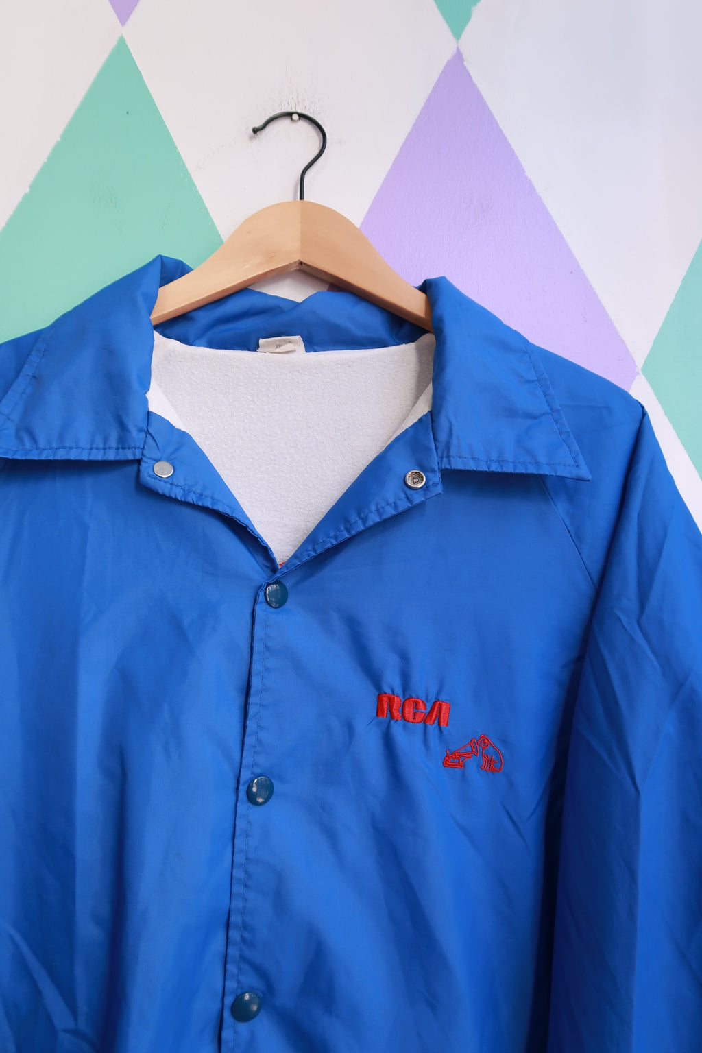 Vintage RCA USA Embroidered Blue WIndbreaker Jacket