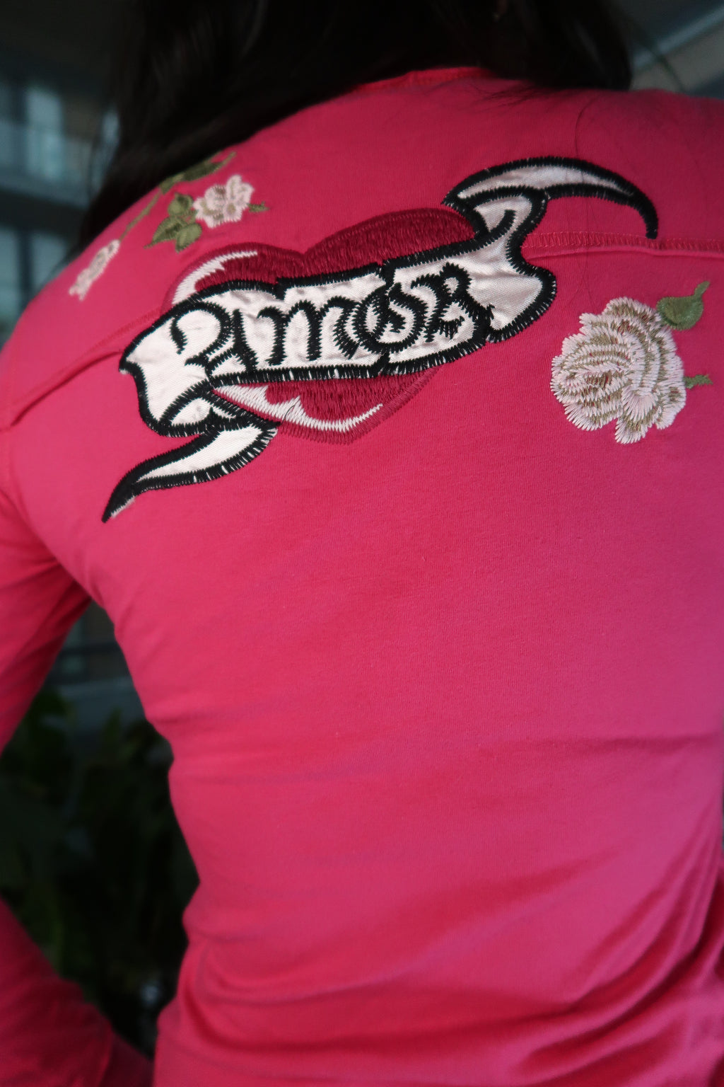 Vintage Amor Tattoo Embroidered Longsleeve Top