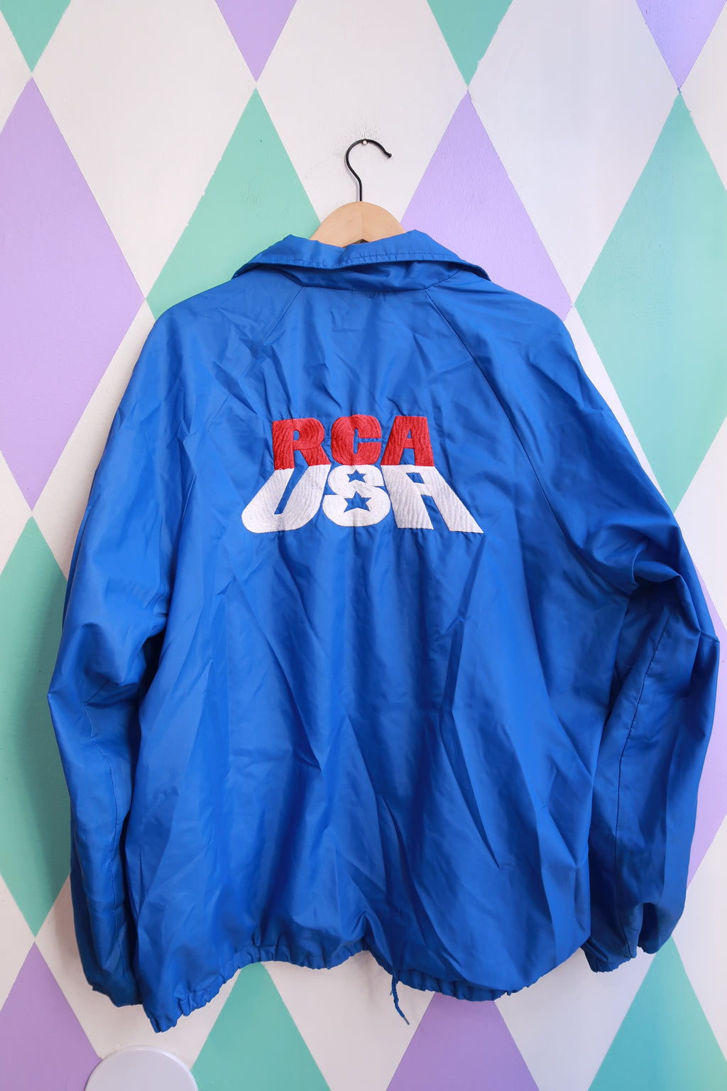 Vintage RCA USA Embroidered Blue WIndbreaker Jacket