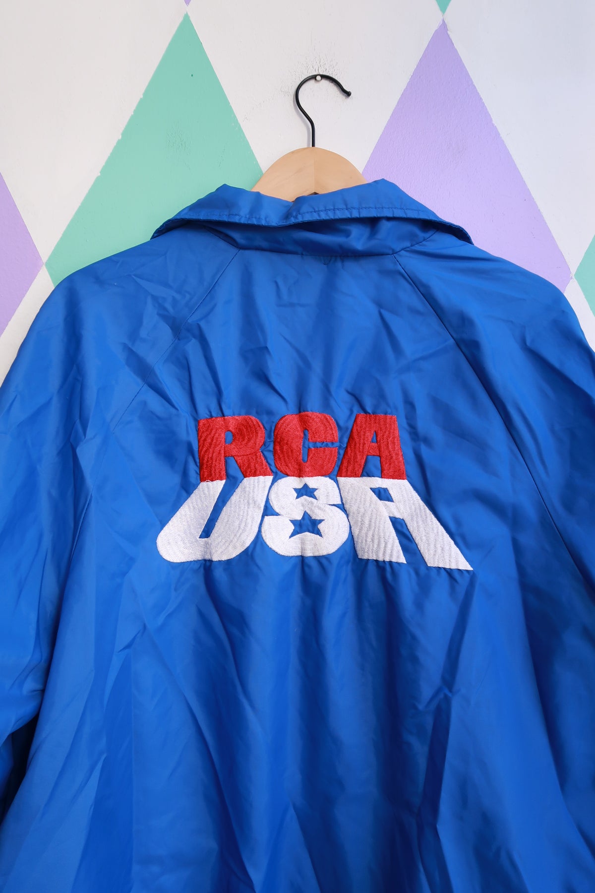 Vintage RCA USA Embroidered Blue WIndbreaker Jacket