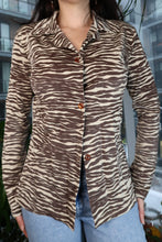 Load image into Gallery viewer, Vintage Brown Zebra Print Button Up Shirt
