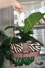 Load image into Gallery viewer, Vintage Y2K Brown Zebra Sequin Beaded Satin Clutch Shoulder Bag
