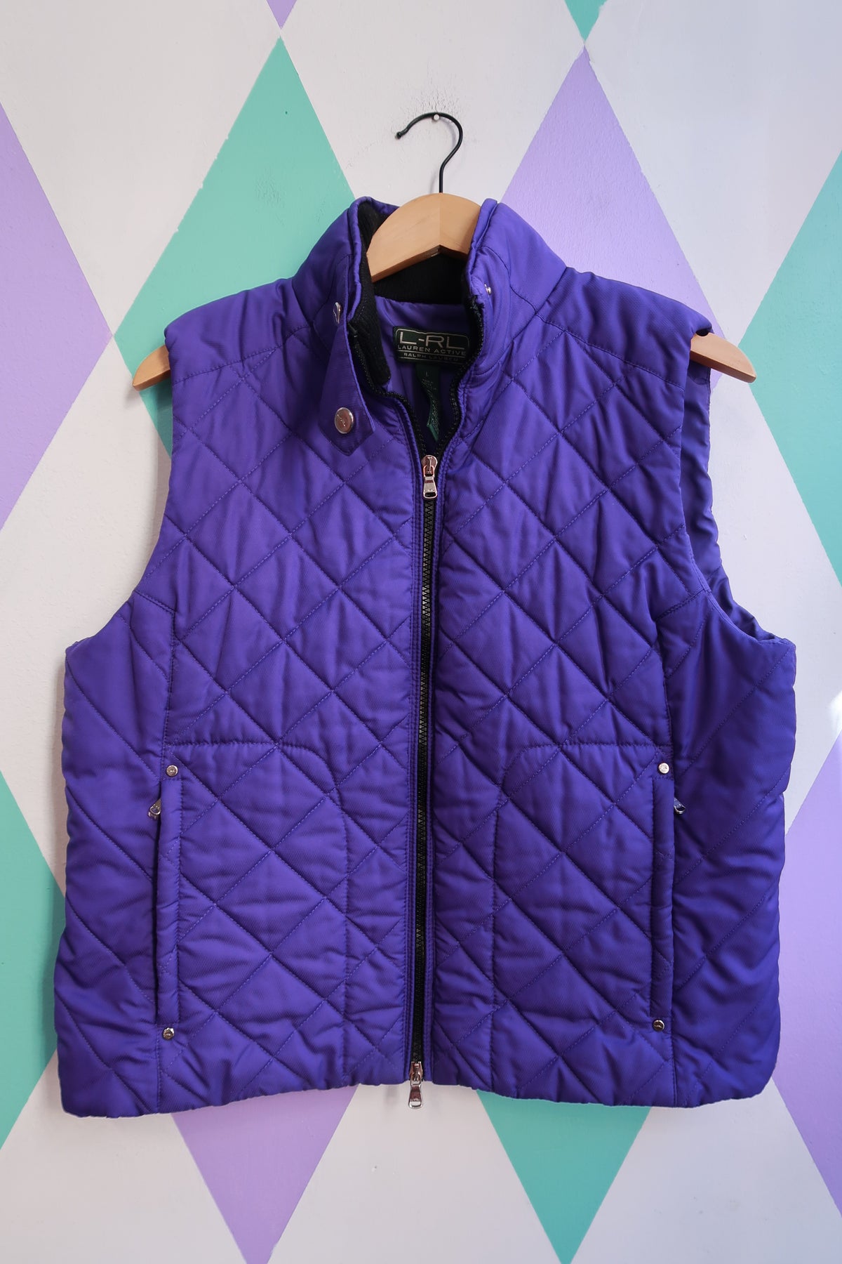 Vintage 2000s Lauren Ralph Lauren Purple Quilted Zip Vest - Elektra Vintage