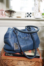 Load image into Gallery viewer, Vintage Tignanello Blue Genuine Leather Shoulder Bag Purse
