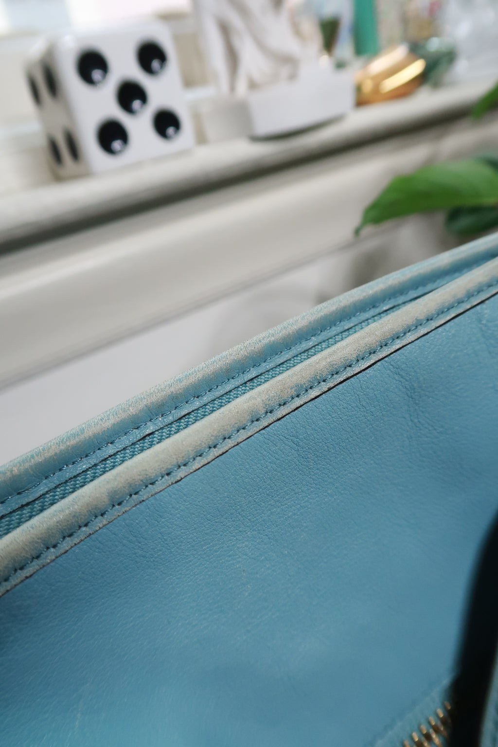 Elektra Vintage blue leather Coach 19889 Legacy tassel bag with tassel details and structured design, perfect for stylish accessories.