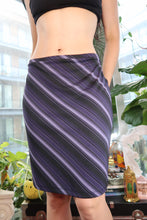 Load image into Gallery viewer, Vintage 2000s Express Purple Striped Midi Skirt – Y2K Bodycon Style
