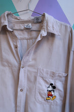 Load image into Gallery viewer, Vintage Disney Mickey Mouse Embroidered Button Up Shirt Beige Long Sleeve
