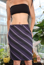 Load image into Gallery viewer, Vintage 2000s Express Purple Striped Midi Skirt – Y2K Bodycon Style
