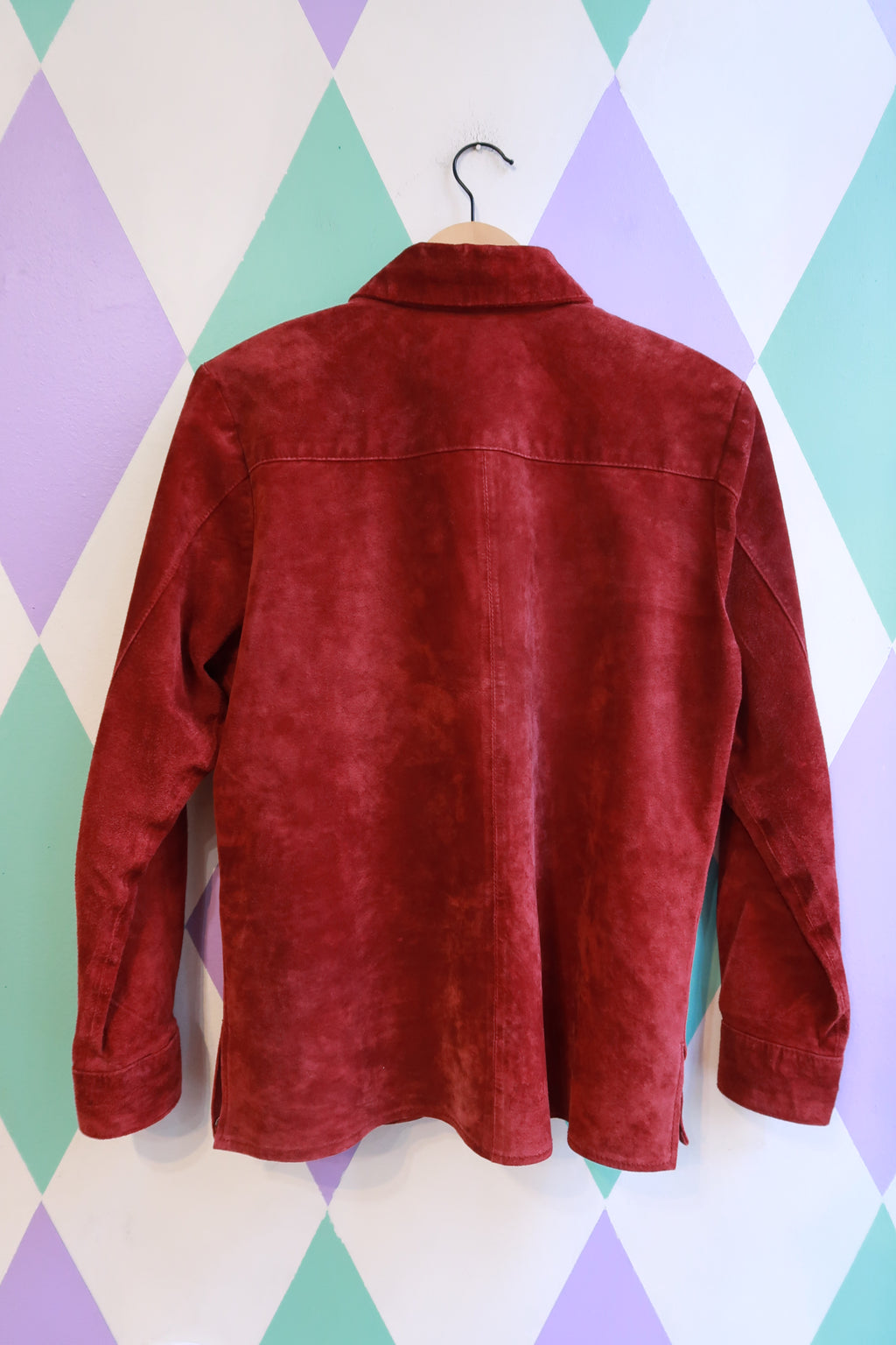 Vintage Burgundy Red Suede Button-Up Shirt Jacket - Elektra Vintage
