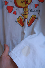 Load image into Gallery viewer, Vintage 2000s Tweety Bird Hearts Graphic T-Shirt White Looney Tunes Tee
