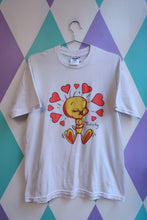 Load image into Gallery viewer, Vintage 2000s Tweety Bird Hearts Graphic T-Shirt White Looney Tunes Tee
