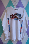 Vintage 1990s Harley-Davidson Eagle American Flag long sleeve graphic T-shirt for men by Elektra Vintage.