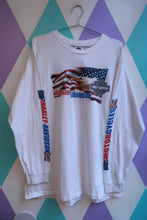 Load image into Gallery viewer, Vintage 1990s Harley-Davidson Eagle American Flag long sleeve graphic T-shirt for men by Elektra Vintage.
