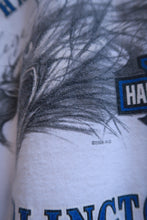 Load image into Gallery viewer, Vintage 1990s Harley-Davidson Eagle American Flag long sleeve graphic T-shirt for men, Elektra Vintage brand, front view.
