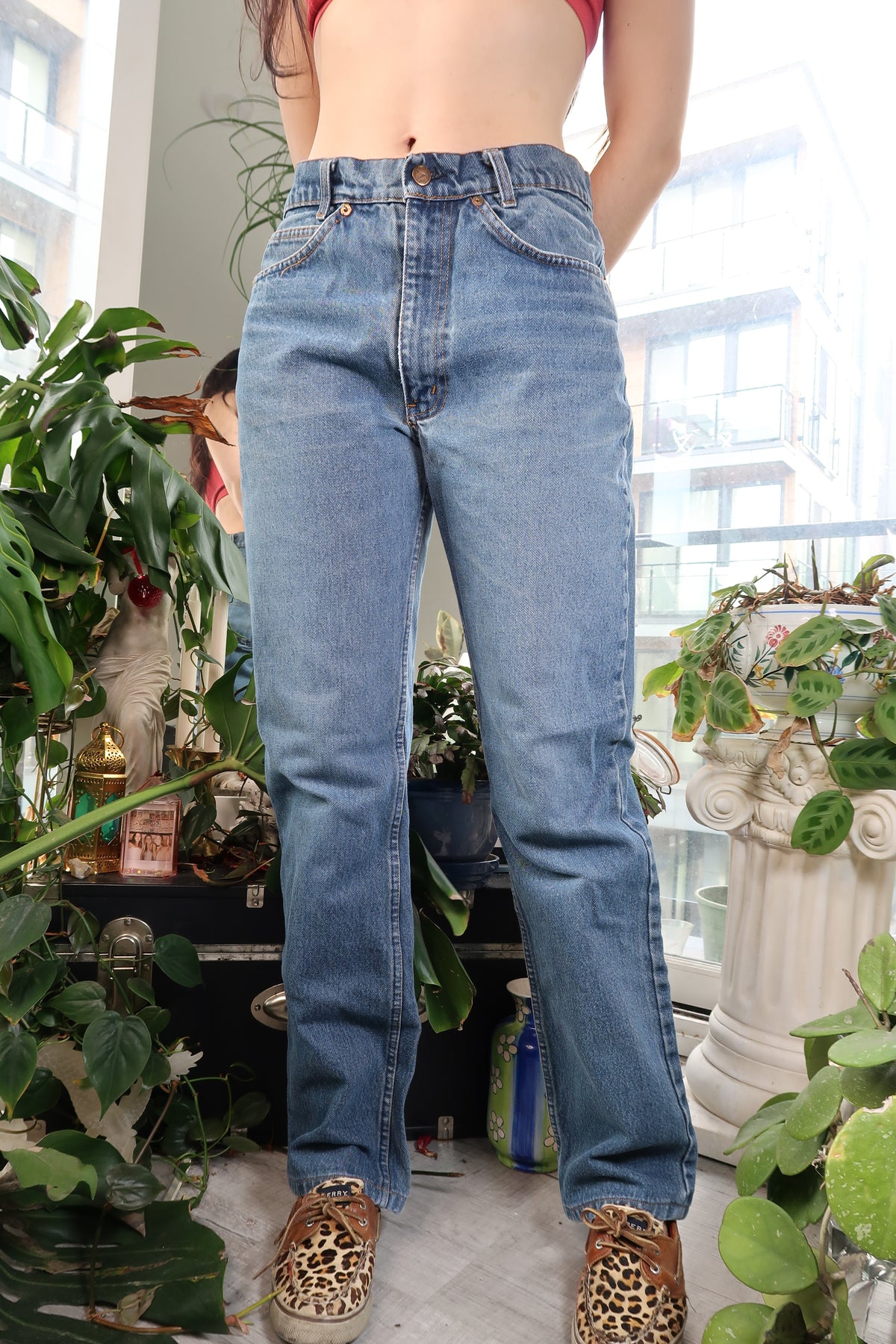 Vintage Valentino Jeans Medium Wash Straight Leg Mid-Rise Denim