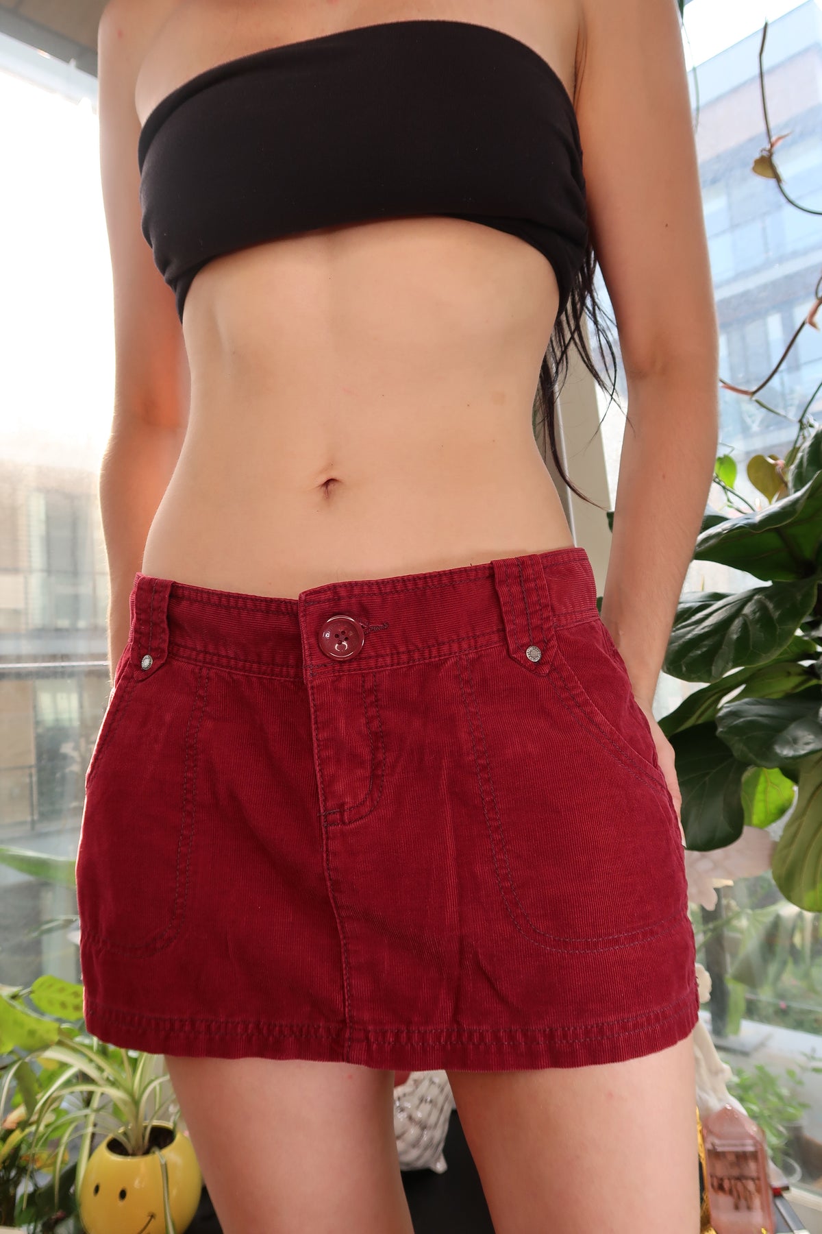 Y2K Vintage Red Corduroy Mini Skirt