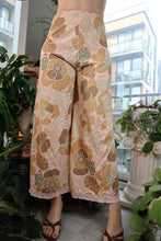 Load image into Gallery viewer, Vintage 1960s Floral High Waisted Wide Leg Pants with Lace Trim
