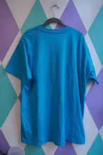 Load image into Gallery viewer, Men's vintage blue graphic T-shirt from Elektra Vintage featuring 2002 Moscow Music &amp; Arts Festival souvenir design.
