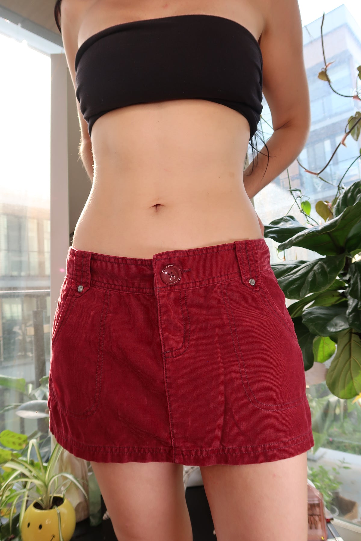 Y2K Vintage Red Corduroy Mini Skirt