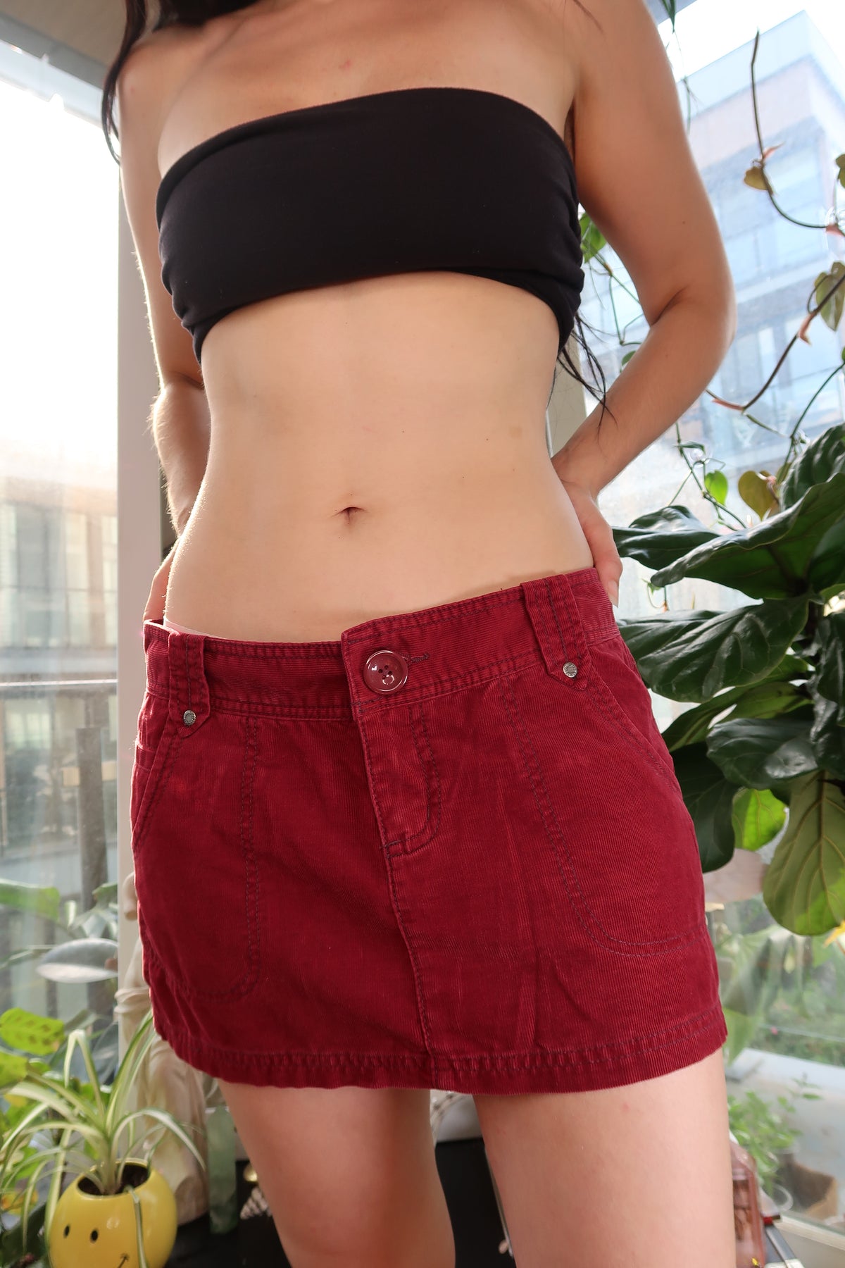 Y2K Vintage Red Corduroy Mini Skirt