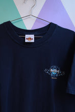 Load image into Gallery viewer, Men's navy vintage Y2K Hard Rock Cafe Florence guitar graphic T-shirt by Elektra Vintage, featuring a bold logo design.
