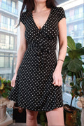 Polka Dot Tie Front Dress - Elektra Vintage