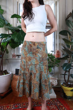 Load image into Gallery viewer, Vintage Y2K Turquoise Brown Snakeskin Tiered Midi Skirt
