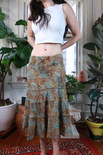 Load image into Gallery viewer, Vintage Y2K Turquoise Brown Snakeskin Tiered Midi Skirt
