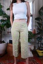 Load image into Gallery viewer, Vintage Y2K Talbots green floral embroidered cropped pants for women, featuring intricate embroidery and a stylish retro design.
