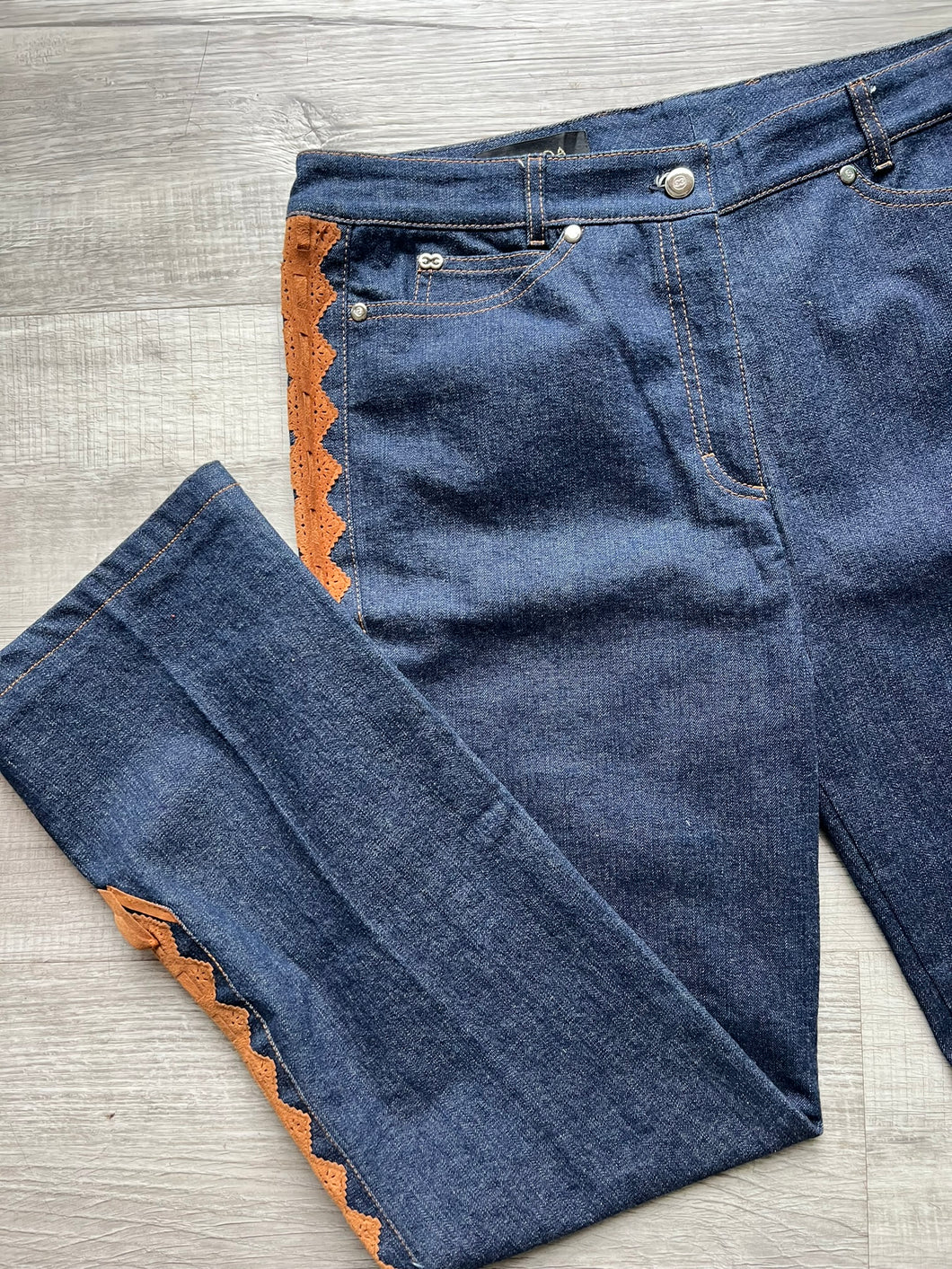 Escada Dark Wash Denim Jeans with Tooled Trim