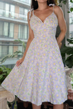 Load image into Gallery viewer, Vintage Handmade Lilac Floral Midi Dress – Tie Shoulder Sundress
