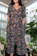 Load image into Gallery viewer, Vintage 90s Black Floral Wide Leg Jumpsuit
