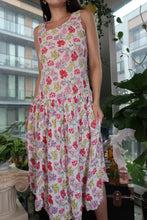 Load image into Gallery viewer, Vintage 1990s Floral Sleeveless Midi Dress – Cottagecore Summer Sundress
