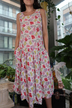 Load image into Gallery viewer, Vintage 1990s Floral Sleeveless Midi Dress – Cottagecore Summer Sundress

