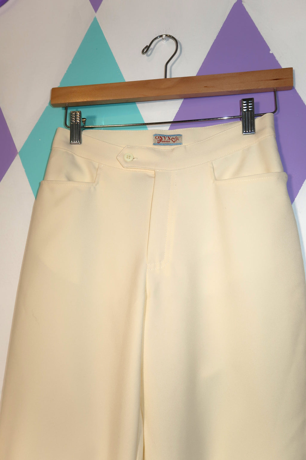 Vintage Cream Straight Fit Trousers by ONYX Jeans