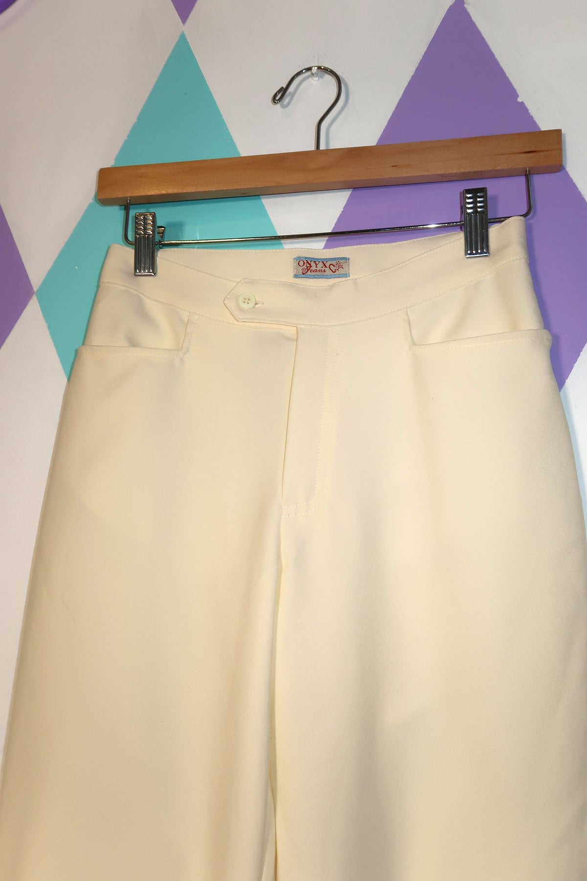 Vintage Cream Straight Fit Trousers by ONYX Jeans
