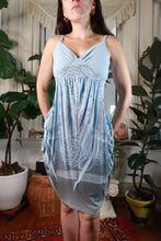 Load image into Gallery viewer, Vintage Y2K Blue Abstract Empire Waist Midi Dress
