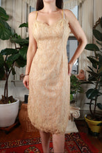 Load image into Gallery viewer, Vintage Champagne Nude Lace Midi Slip Dress

