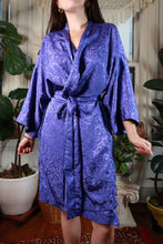 Load image into Gallery viewer, Vintage Purple Floral Jacquard Satin Robe
