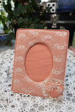 Load image into Gallery viewer, Vintage Pink Pink Lacy Fabric Picture Frame
