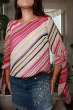 Load image into Gallery viewer, Vintage Y2K Pink Striped Tie Sleeve Blouse
