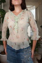 Load image into Gallery viewer, Vintage 2000s 100% Silk Mint Sheer Ruffle Blouse
