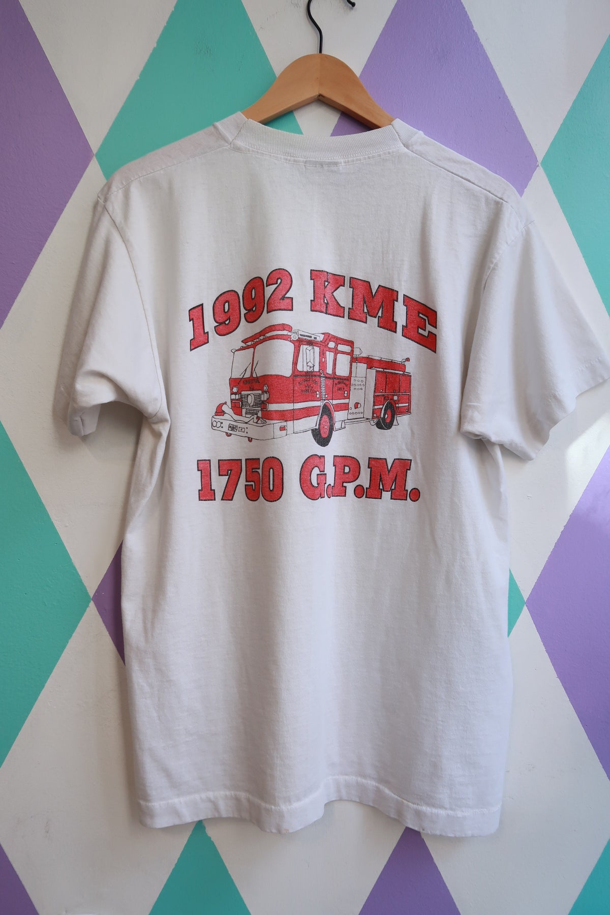 Vintage 90s Fire Department Graphic T-Shirt – 1992 KME Fire Truck