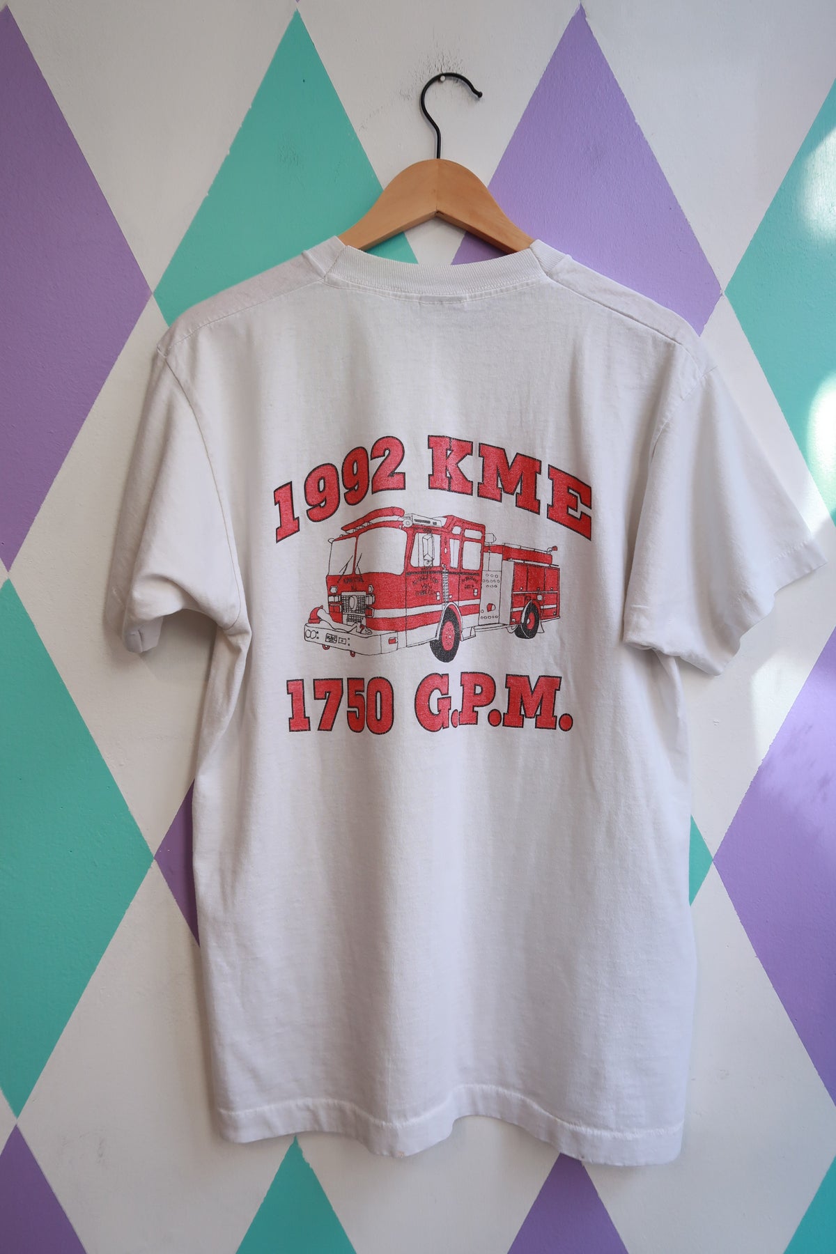 Vintage 90s Fire Department Graphic T-Shirt – 1992 KME Fire Truck