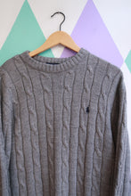 Load image into Gallery viewer, Vintage Polo Ralph Lauren Grey Cable-Knit Crewneck Sweater - Elektra Vintage
